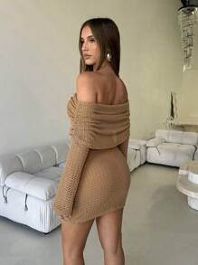 Aloruh Robe mini grise ajustée avec ceinture - Tabac - Voir 3