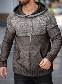 Manfinity Homme Men's Contrast Raglan Sleeve Hooded Casual Sweater For Autumn/Winter - Multicolor - View 5
