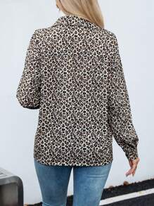 SHEIN LUNE 1pc Women Leopard Print Casual Long Sleeve Single-Breasted Regular Jacket, Autumn  Jacket Women Barn Jacket - Multicolor - View 7