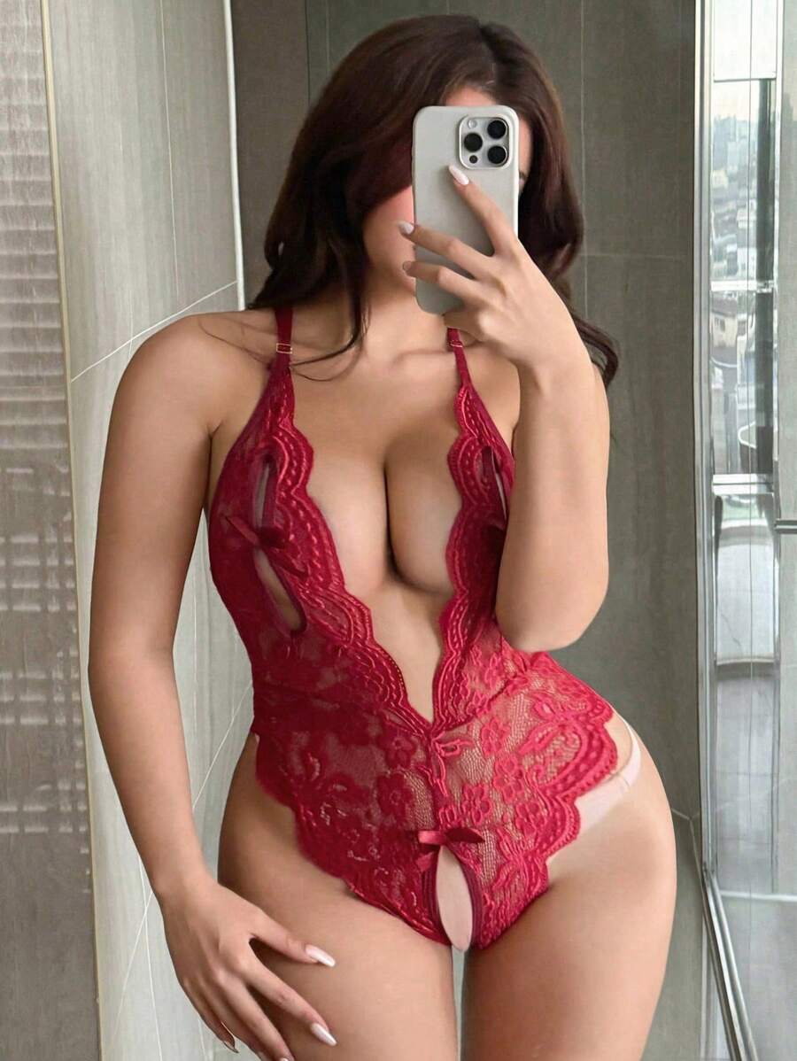 Dazy Plus Red Lace Sheer Lingerie, All Season