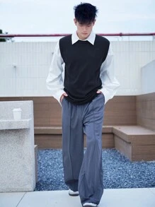 DAZY Men's All-Match Casual Versatile Black Vest,Fall Clothes - Black - View 5