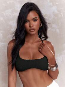 MISSGUIDED Áo Bralette Crop Top Họa Tiết Áo Ngực Hở Lưng Kiểu Áo Hai Dây Áo Ba Lỗ Lễ Hội Mùa Hè Đi Biển Thường Ngày Trang Phục Cơ Bản - màu đen - Xem 4