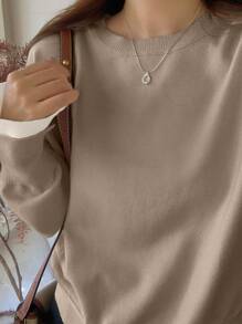 DAZY Women's Crew Neck Long Sleeve Loose Casual Knit Sweater For Autumn/Winter