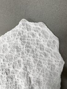 Lounesse 大码休闲优雅蕾丝拼布紧身衣 - 白色 - 查看 9