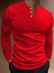 Manfinity Homme Men Casual Solid Color Long Sleeve T-Shirt For Autumn