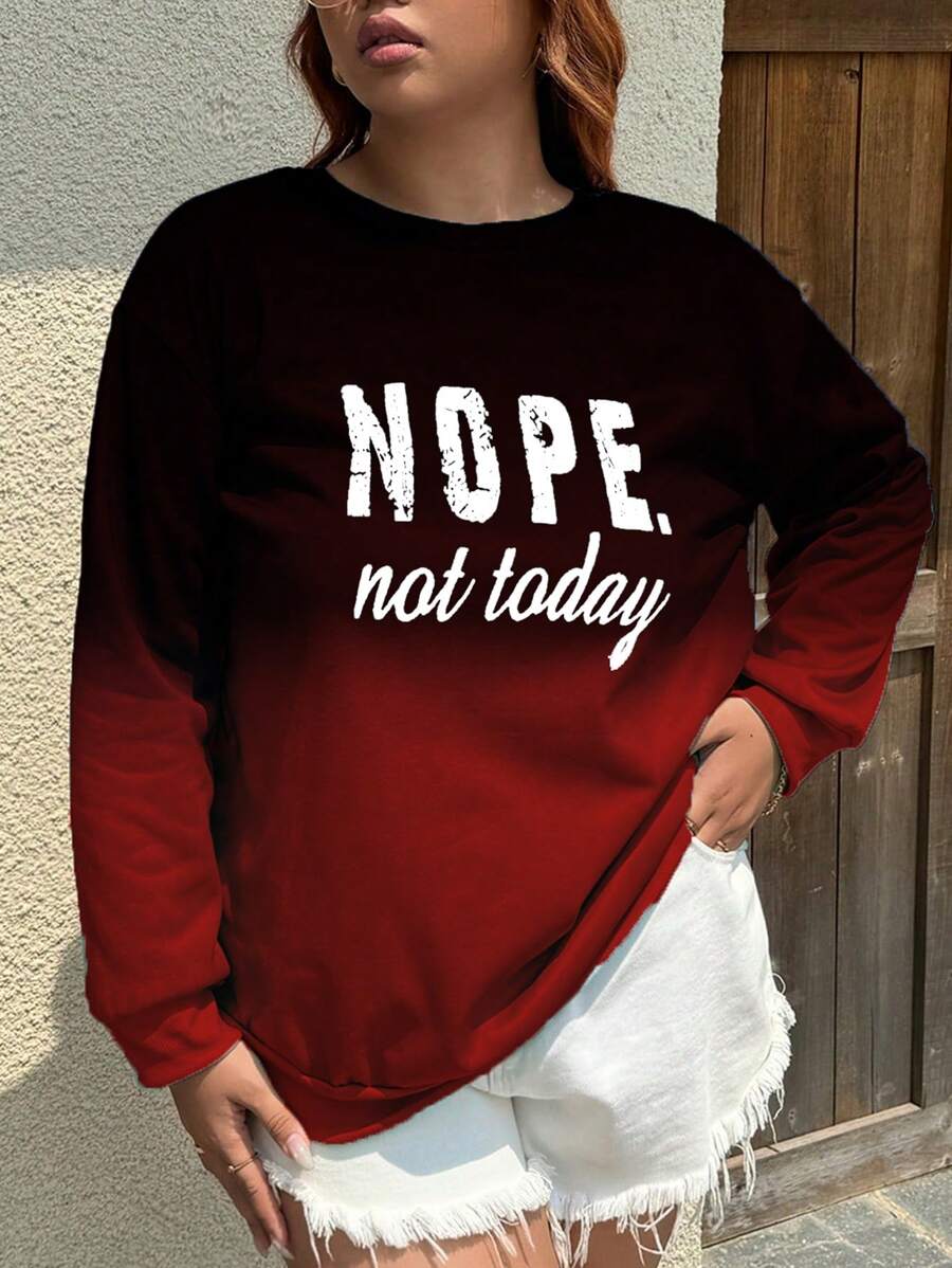 INAWLY Plus Size Women's Spring Autumn Letter Print Crew Neck Long Sleeve Casual Sweatshirt Graduation,Back To School Outfits,Graduation,Teacher Outfits For Women,Back To School Pullover Fall Outfit