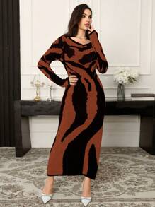 Modelyn Women Knit Sweater Dress, Casual & Simple For Daily Wear, Fashion