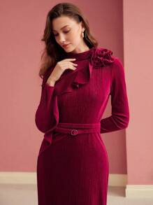MOTF PREMIUM ROBE À VOLANTS FLORAUX STÉRÉO - Rouge - Voir 6