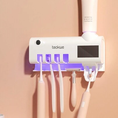 Teckwe 牙刷架和消毒器，适用于浴室壁挂式收纳