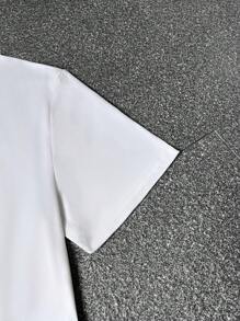 Manfinity Hypemode Men T-Shirts Fit Crew Neck Short Sleeve Graphic Tee Letter Graphic Casual Summer Slogan T Shirt - White - View 5