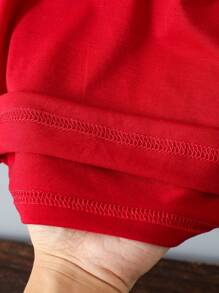 SHEIN Baby Boys Love Letter & Heart Print Short Sleeve T-Shirt, Valentine's Day Family Matching Outfits (Mommy And Me, 3 Pieces Sold Separately) - Burgundy - View 6