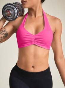 SHEIN Sport Studio Top canotta da allenamento minimalista, a tinta unita, con spalline a spaghetti e schiena aperta