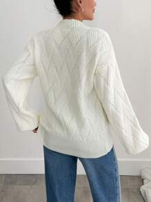 EURMUSE Áo len cardigan dệt kim màu trắng rộng rãi, dài tay, cổ chữ V, thời trang thu đông cho nữ - trắng - Xem 5