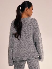 MUSERA Suéter de manga larga de punto con bolsillos, elegante para fiestas de noche en invierno - Gris - Ver 3