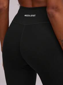 Musera Sport 交叉腰部修身塑形运动紧身裤 健身 跑步 瑜伽 普拉提 日常休闲 - 黑色 - 查看 5
