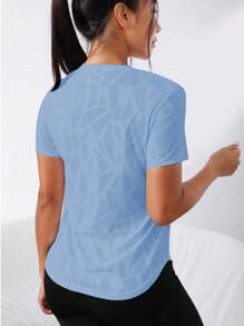 SHEIN Sport Studio Maglietta da donna a maniche corte, con stampa grafica alla moda, ampia e comoda, top da allenamento