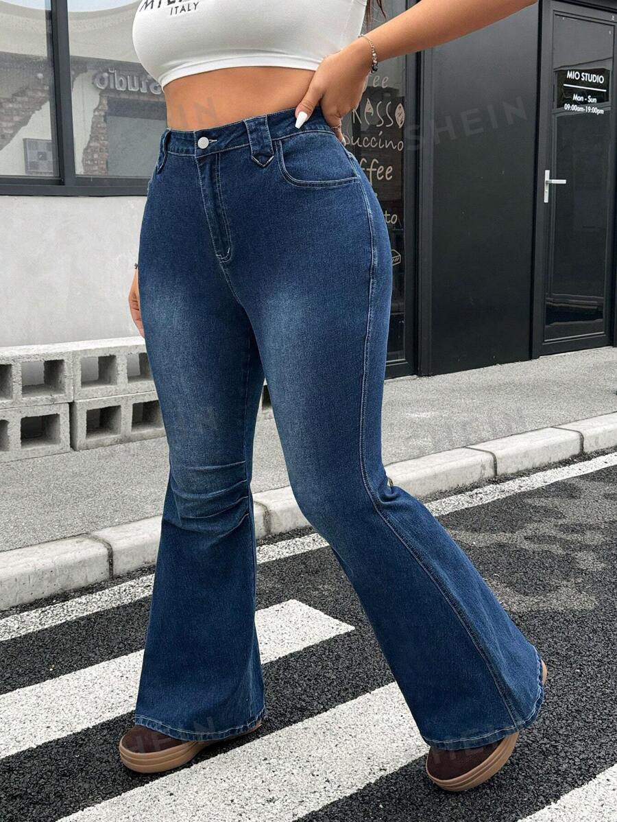 SHEIN ICON Jeans de mezclilla de moda casual y sencilla para tallas grandes, adecuados para uso diario