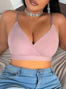 1pc Plus Size Wireless Bra, Unpadded