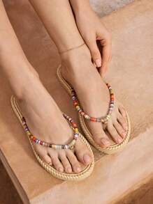 Styleloop New Style Loose Leg Boots, Canvas Material, Soft & Comfortable, Belt Buckle Open Toe Ladies Flat Sandals New Year Holiday Spring Break Easter - Burnt Orange - View 5