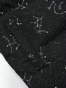 Manfinity Hypemode Men Oversized Long Sleeve Graphic Print Zip Up Coat, For Fall Winter - Black - View 4