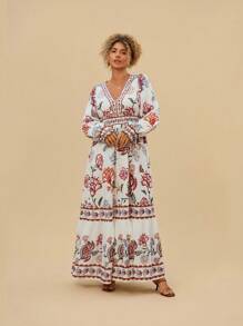 Travachic Plus Size Floral Print Patchwork Summer Dress - Multicolor - View 6