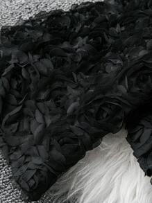 SHEIN Clasi Plus Size 3D Rose/Flower Mesh Long Sleeve Jacket, Valentine's Day Fall Cloth For Women - Black - View 4