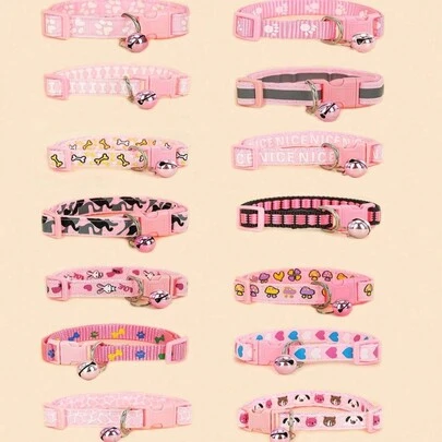 5 ชิ้น ปลอกคอสุนัขและแมวการ์ตูนน่ารัก มีกระดิ่ง - ลวดลายแบบสุ่ม ปลอกคอสัตว์เลี้ยงสำหรับสัตว์เลี้ยงขนาดเล็กถึงปานกลาง, ชุดปลอกคอลูกแมวลูกสุนัขตกแต่งปรับขนาดได้ พีวีซีที่ทนทาน น่ารักสำหรับแมวสุนัข ของขวัญสำหรับคนรักสัตว์เลี้ยง