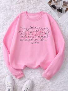 INAWLY Sudadera informal de mujer de manga larga, cuello redondo, con estampado de letras en color rosa