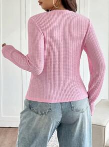 SHEIN Frenchy Plus Size Casual Elegant Bow Detail Crew Neck Pullover T-Shirt