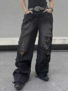 Manfinity EMRG Men's Casual Ripped Jeans, Minimalist & Fashionable, Everyday Wear - Black - View 5