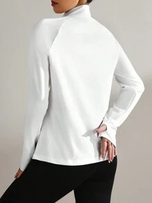 Easithlete Women's Solid Color Front Zipper Long Sleeve Minimalist Casual Sports Sweatshirt