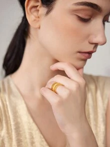 MOTF PREMIUM TEXTURED OPEN RING - Gold - View 2