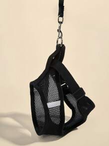 Harnais et laisse anti-fugue pour chat - Gilet maillé doux et réglable réfléchissant, harnais anti-fugue respirant pour chats, chatons, lapins (Noir)