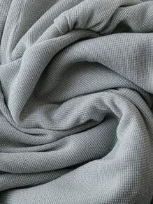 Chiquease Vestido ajustado de manga larga con cuello en V y volados de unicolor para mujer, otoño - Gris - Ver 5