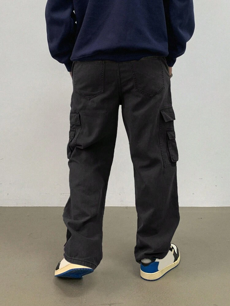 Men's Solid Color Pocket Plain Denim Jeans, Casual Everyday Wear,Back To School Clothes