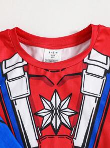 SHEIN Leap Crew Bộ sáu món đồ ngủ dệt kim in họa tiết thoải mái và mềm mại vừa vặn cho bé trai tuổi mới lớn mùa hè - Nhiều màu - Xem 5