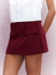 MISSGUIDED 带口袋细节的圣诞节迷你裙 - 酒紅色 - 查看 3