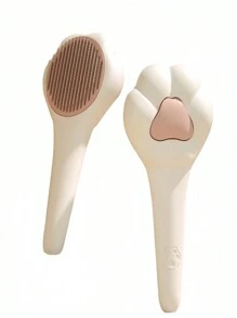 猫咪脱毛刷和按摩梳二合一 - 可爱的爪形设计美容工具，符合人体工程学的宠物毛发去除器，可控制脱毛，温和美容，缓解压力，居家水疗，猫咪亲密接触必备