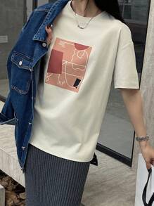 DAZY Wiosenna przerwa Nowy luźny swobodny nadruk damski T-shirt śliczne topy