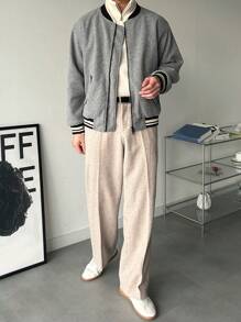 DAZY Men's Color Block Patchwork Front Zipper Pocket Long Sleeve Jacket Fall,Winter Business Attire - Grey - View 5