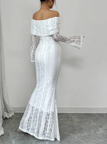 Rafferiza Vestido de Body ceñido midi de encaje blanco con escote bata para mujer - Blanco - Ver 2