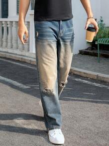 Manfinity LEGND Plus Size Men's Simple Front Button Pocket Casual Denim Jeans