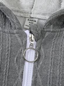 SHEIN Set de 2 piezas de chaqueta de punto de jacquard y pantalones casuales para niña, para primavera/otoño