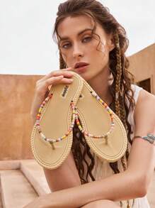 Styleloop New Style Loose Leg Boots, Canvas Material, Soft & Comfortable, Belt Buckle Open Toe Ladies Flat Sandals New Year Holiday Spring Break Easter - Burnt Orange - View 1