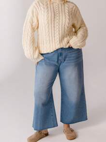 Aralina Curve High Waist Wide Leg Vintage-Inspired Denim Jeans