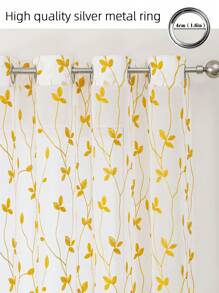 Vine And Leaf Embroidery Sheer Curtains, Multifunctional, Simple And Practical Home Decor Curtains For Living Room, Bedroom,Fall Decor,Autumn Decor,Room Decor - Yellow - View 2