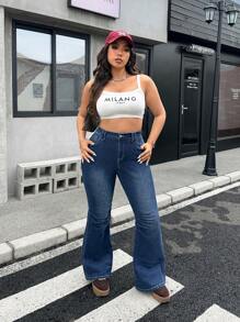 SHEIN ICON Jeans de mezclilla de moda casual y sencilla para tallas grandes, adecuados para uso diario