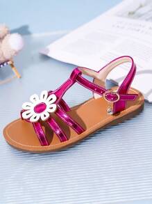 Sandalias planas casuales y lindas con decoración de flores, transpirables para niños - Multicolor - Ver 3