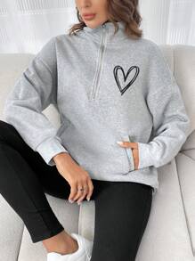 INAWLY Women's Fashion High Collar Half-Zip Front Casual Hoodie Sweatshirt