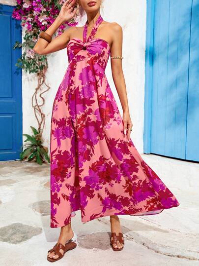 Vivid Eden 女士吊带印花休闲长裙，日常穿着